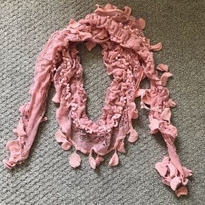 5/$15 Pink Lace Crochet Spring Scarf